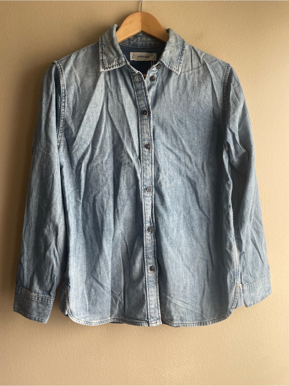 New Everlane Women Light Blue Denim Button Up Shirt Top Size 4